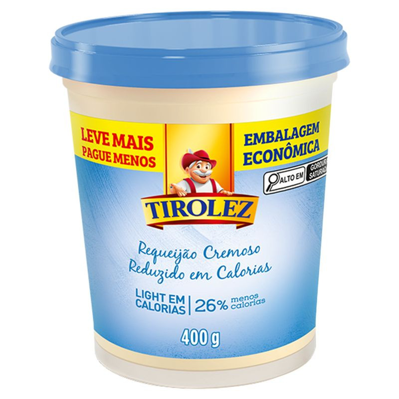 Tirolez Requeijão Cremoso Pote Light — 12 x 400 g
